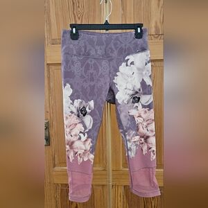 Calia 20in Inseam Leggings Floral Print, Zip Pocket, Shear Design On Leg Sz Med